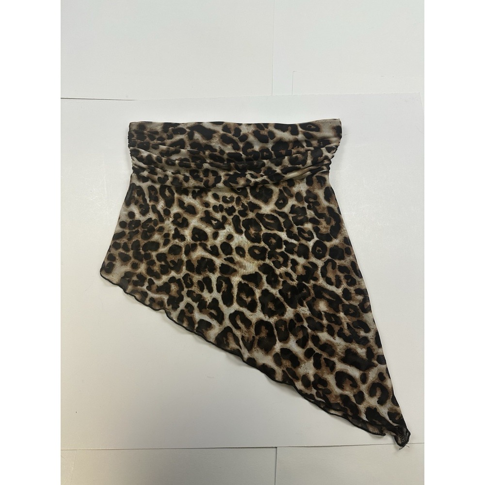 Urban Outfitters Strapless Tube Top Asymmetrical Size Small Leopard Print